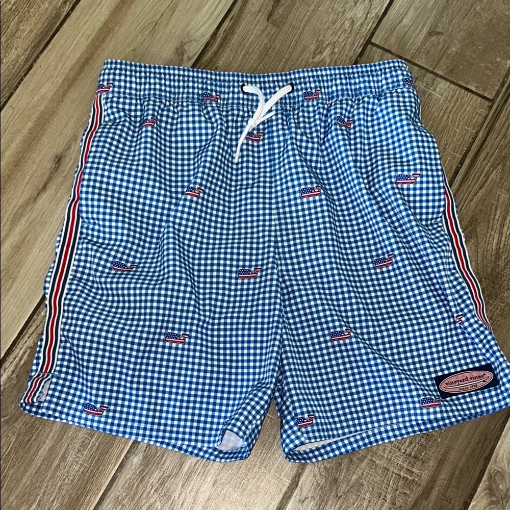 Vineyard Vines Blue Checkered Swim Trunks